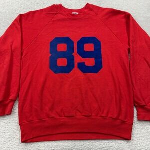 Vintage 80s Anvil Brand Red "89" Bavaro Raglan Sweatshirt Mens Large USA
